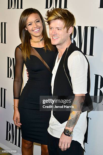 Aubrey Cleland and Nash Overstreet attend the 62nd Annual BMI Pop Awards at Regent Beverly Wilshire Hotel on May 13, 2014 in Beverly Hills,...