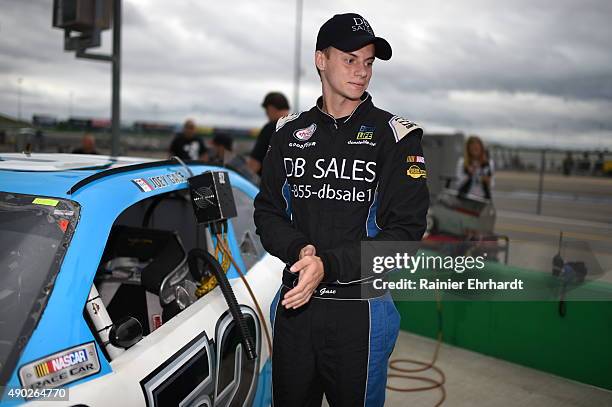 During NASCAR Xfinity Series qualifying for the Visitmyrtlebeach.com 300 at Kentucky Speedway on September 26, 2015 in Sparta, Kentucky. John...