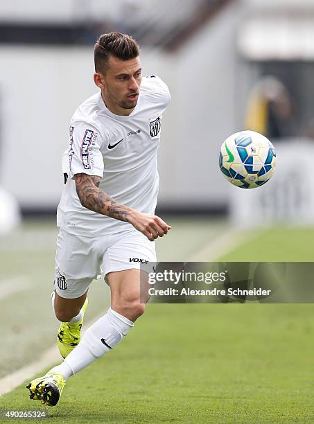 Lucas Lima of Santos in action during the match between Santos and Internacional for the Brazilian Series A 2015 at Vila Belmiro stadium on September...