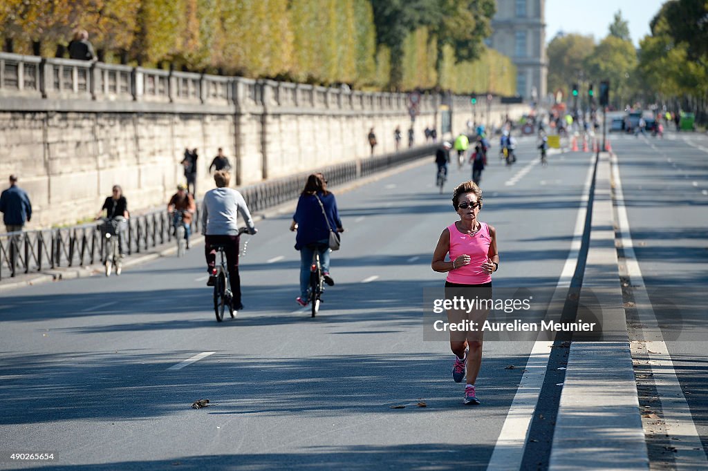 Car-Free Day Throughout Paris,  An Event Conceived By Paris Mayor Anne Hidalgo And French Collective 'Paris Sans voiture'