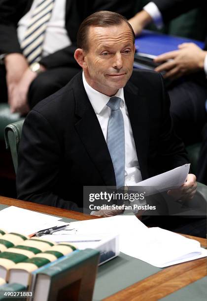 Prime Minister Tony Abbott during House of Representatives question time at Parliament House on May 14, 2014 in Canberra, Australia. Australian...