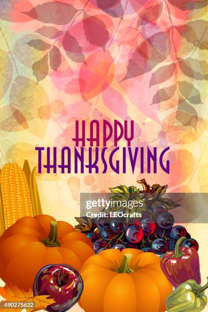 Happy Thanksgiving Day vector flyer, invitation for festive dinner or party  with cornucopia and autumn harvest. Thanks Giving fall holiday celebration  Stock Vector Image & Art - Alamy