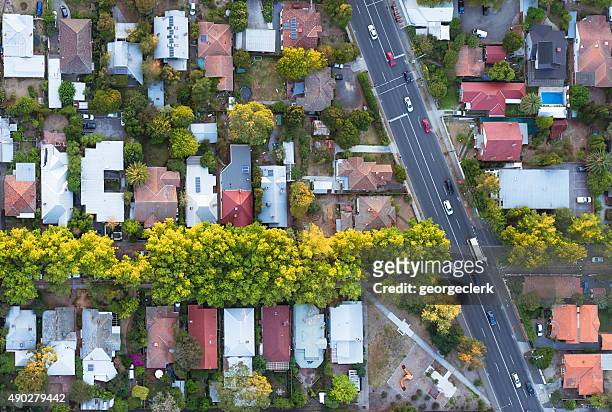 aerial view of suburb - melbourne australia stock pictures, royalty-free photos & images