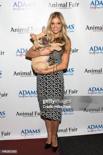 Model Danielle Knudson with dog Almond attends the 12th Annual Animalfair.com Paws For Style Fashion Show at Pacha on May 13, 2014 in New York City.