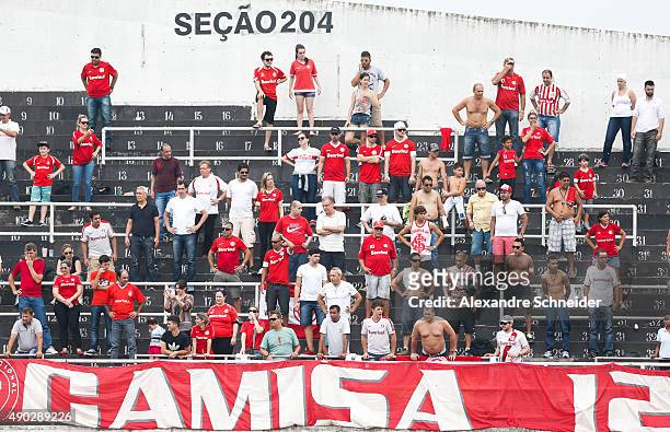 Cheers of Internacional in action during the match between Santos and Internacional for the Brazilian Series A 2015 at Vila Belmiro stadium on...