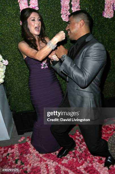 Personality/restaurateur Lisa Vanderpump and boxer Victor Ortiz attend the grand opening of Pump Lounge hosted by Lisa Vanderpump and Ken Todd at...