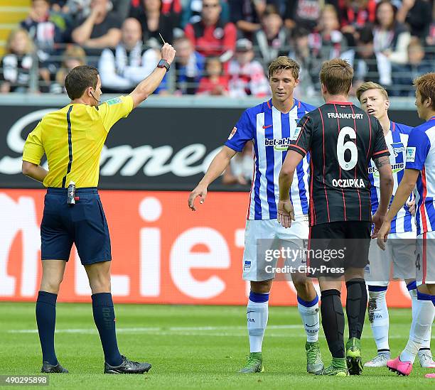 Niklas Starke of Hertha BSC and Bastian Oczipka of Eintracht Frankfurt during the game between Eintracht Frankfurt and Hertha BSC on September 27,...