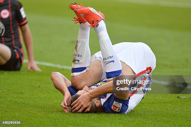 Vedad Ibisevic of Hertha BSC during the game between Eintracht Frankfurt and Hertha BSC on September 27, 2015 in Frankfurt, Germany.