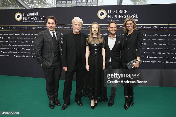 Co-founder Karl Spoerri, actors Juergen Prochnow, Nora von Waldstaetten, Moritz Bleibtreu and co-festival director Nadja Schildknecht attend the 'Die...