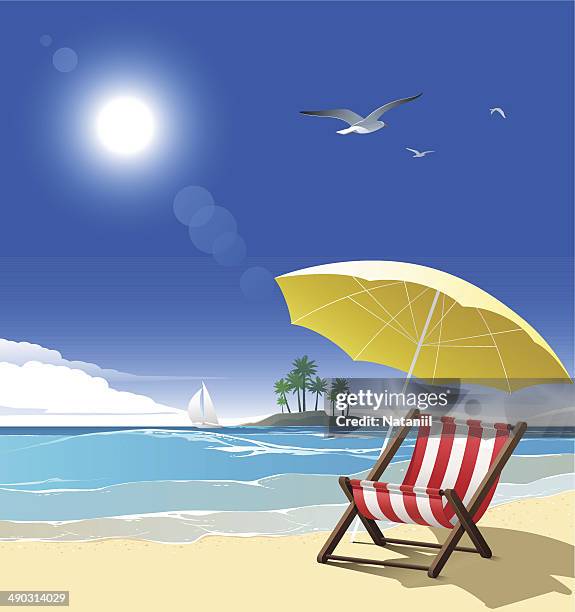 beach - reclining chair stock illustrations