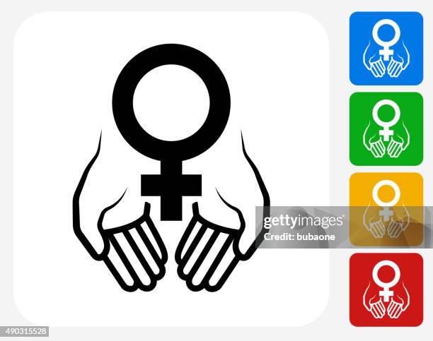 hands holding venus symbol icon flat graphic design - menopause stock illustrations