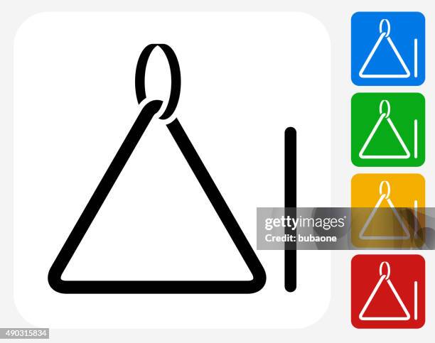triangle icon flat graphic design - playing triangle instrument stock illustrations