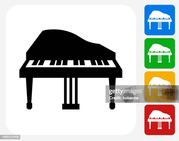 piano icon flat graphic design - guitar effects pedal stock illustrations