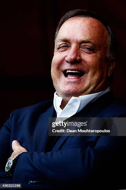 Dick Advocaat manager of Sunderland has a laugh prior to the Barclays Premier League match between Manchester United and Sunderland at Old Trafford...