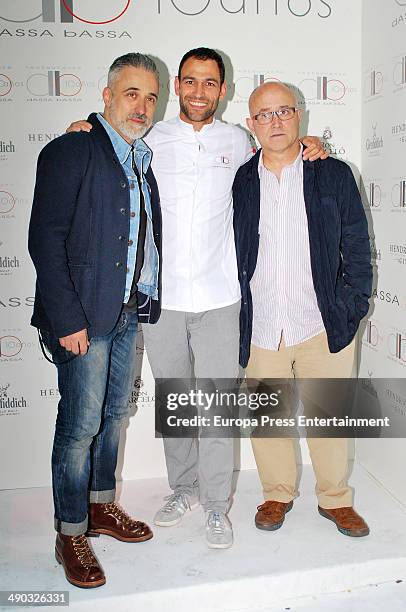 Sergi Arola, Dario Barrio and Ricardo Kabuki attend 'Dassa Bassa' restaurant 10th anniversary celebration on May 13, 2014 in Madrid, Spain.