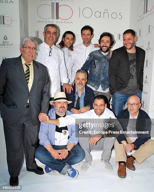 Sergi Arola , Dario Barrio and Ricardo Kabuki attend 'Dassa Bassa' restaurant 10th anniversary celebration on May 13, 2014 in Madrid, Spain.