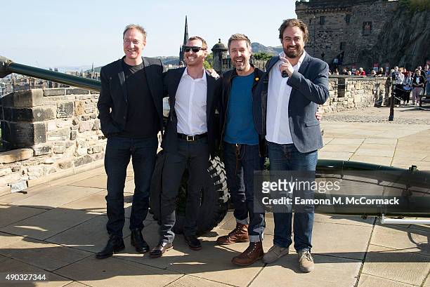 David Thewlis, Michael Fassbender, Paddy Considine and Director Justin Kurzel attend a photocall for "Macbeth" at Edinburgh Castle on September 27,...