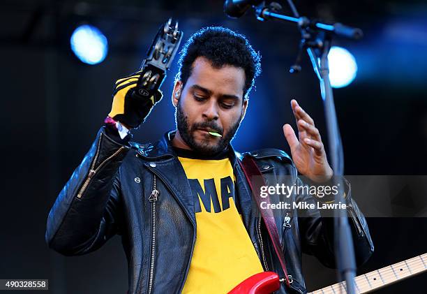 George Lewis Jr. Of Twin Shadow performs onstage during day three of the Boston Calling Music Festival at Boston City Hall Plaza on September 27,...