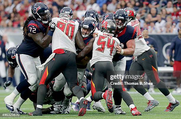 Jay Prosch of the Houston Texans rushes agains the Houston Texans in the fourth quarter on September 27, 2015 at NRG Stadium in Houston, Texas....