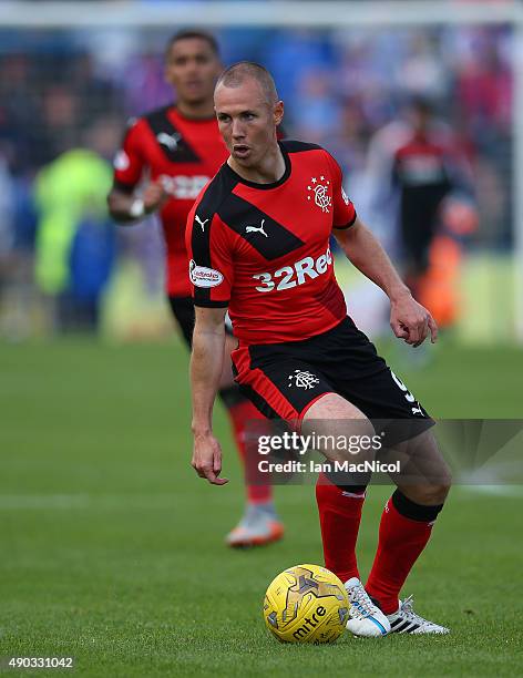 Kenny Miller of Rangers controls the ball during the Scottish Championships match between Greenock Morton FC and Rangers at Cappielow Park on...