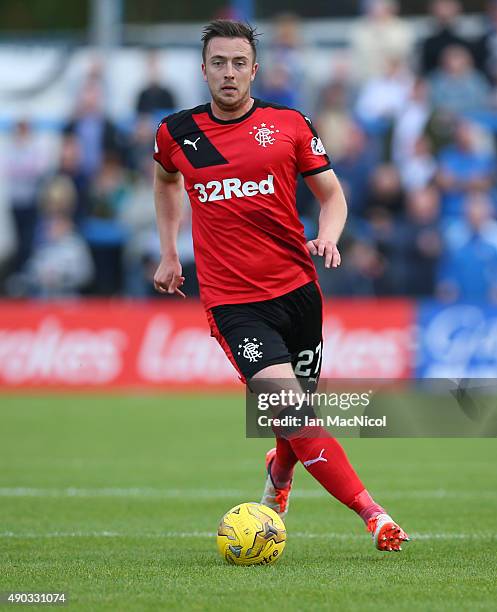 Danny Wilson of Rangers controls the ball during the Scottish Championships match between Greenock Morton FC and Rangers at Cappielow Park on...