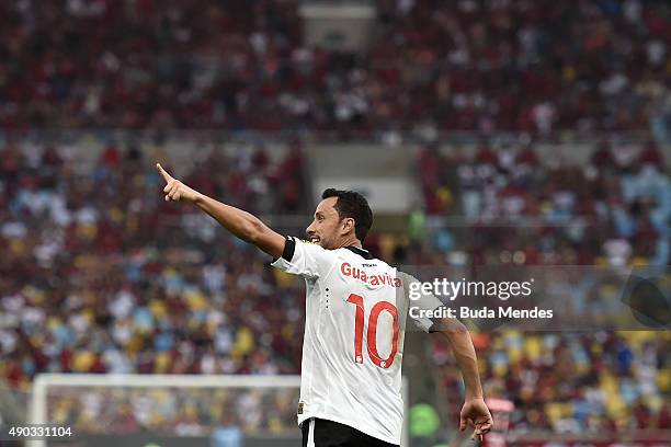 Nene of Vasco celebrates a scored goal during a match between Flamengo and Vasco as part of Brasileirao Series A 2015 at Maracana Stadium on...