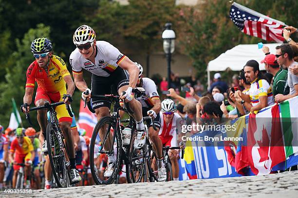 Andre Greipel of Germany climbs Libby Hill during the Elite Men World Road Race Championship on day eight of the UCI Road World Championships on...