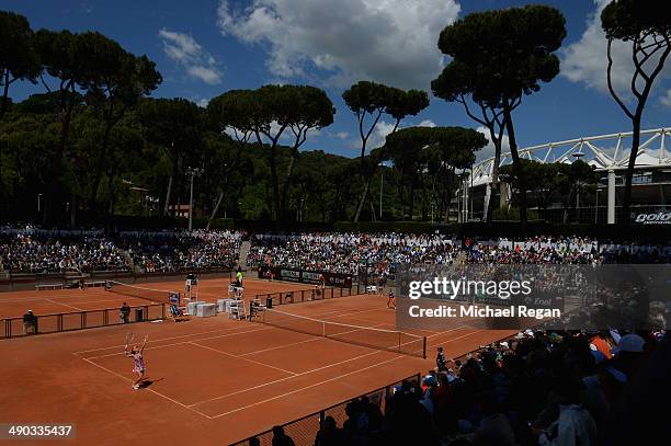 General view of the match between Paula Ormaechea of Argentina and Agnieszka Radwanska of Poland during day 4 of the Internazionali BNL d'Italia 2014...