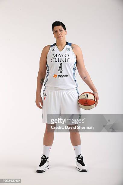 May 12: Janel McCarville of the Minnesota Lynx poses for portraits during 2014 Media Day on May 12, 2014 at the Minnesota Timberwolves and Lynx...