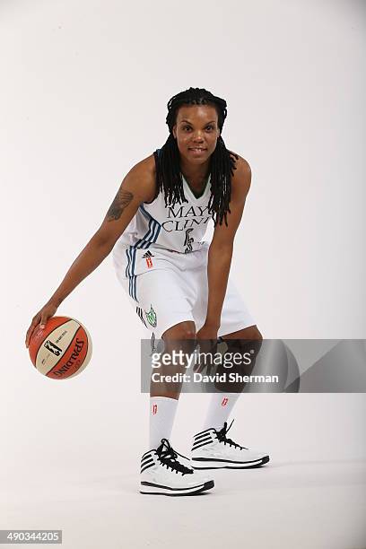 May 12: Tan White of the Minnesota Lynx poses for portraits during 2014 Media Day on May 12, 2014 at the Minnesota Timberwolves and Lynx LifeTime...