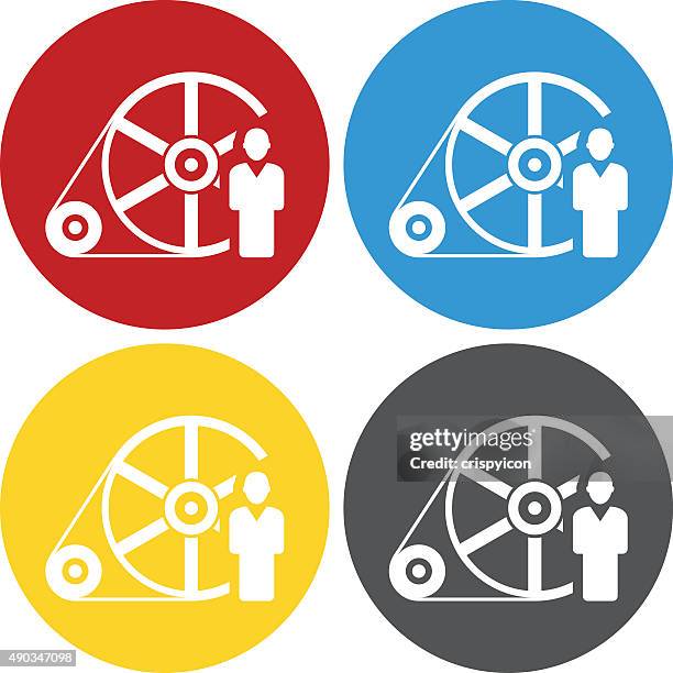 flywheel icon on circle buttons. - circleseries - fly wheel stock illustrations