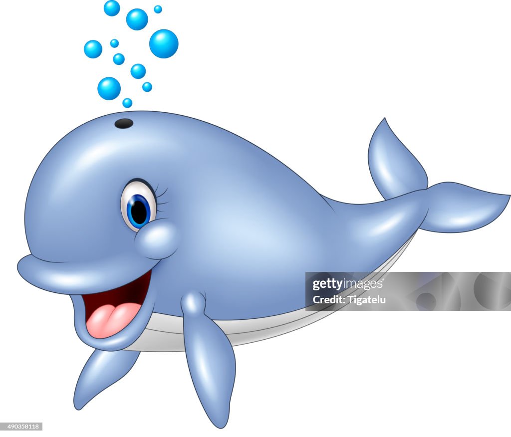 Cartoon Funny Blue Whale Isolated On White Background High-Res Vector  Graphic - Getty Images