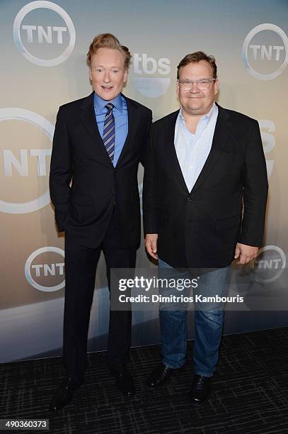 Conan O'Brien and Andy Richter attend the TBS / TNT Upfront 2014 at The Theater at Madison Square Garden on May 14, 2014 in New York City....