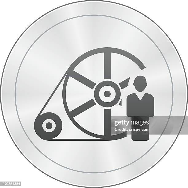flywheel icon on a round button. - sharpseries - fly wheel stock illustrations