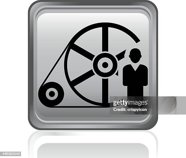flywheel icon on a square button. - steelseries - fly wheel stock illustrations
