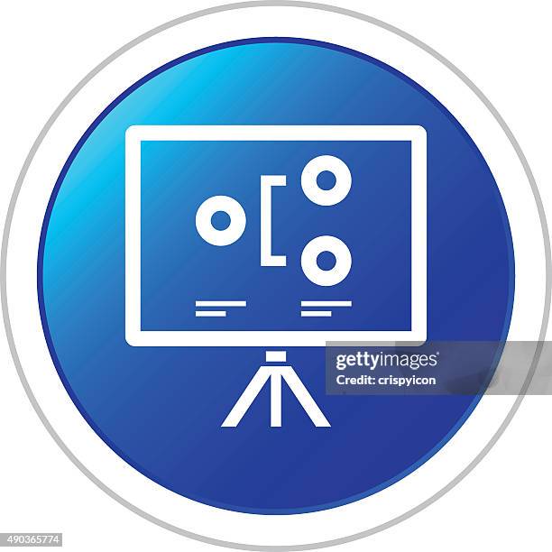 projection screen icon on a round button. - stickerseries - projector isolated stock illustrations
