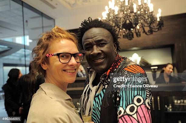 Chrome Hearts Valerie Koehn and Senegalese jewelry designer 'Moko' at the Chrome Hearts Beijing Store Opening on May 14, 2014 in Beijing, China.