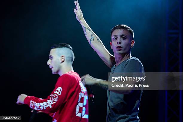 Jaime, Italian rapper, performs live during the last night of Ritmika Free Music Festival in Nichelino.