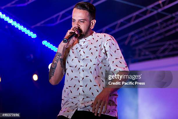 Tormento, Italian rapper, performs live during the last night of Ritmika Free Music Festival in Nichelino.