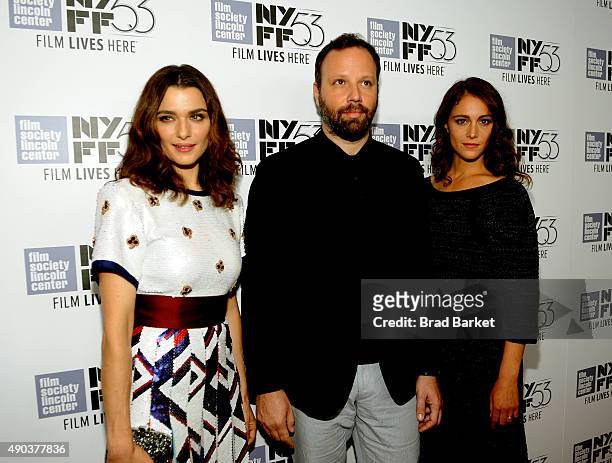 Rachel Weisz, Yorgos Lanthimos and Ariane Labed attend the 53rd New York Film Festival - "The Martian" Premiere - Arrivals at Alice Tully Hall on...