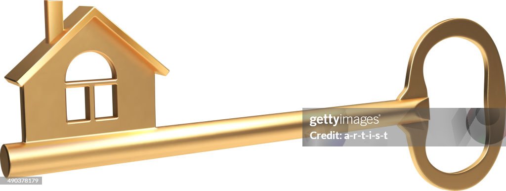 Golden key, vector illustration