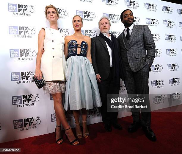 Mackenzie Davis, Kristen Wiig, Ridley Scott and Chiwetel Ejiodor attend the 53rd New York Film Festival - "The Martian" Premiere - Arrivals at Alice...