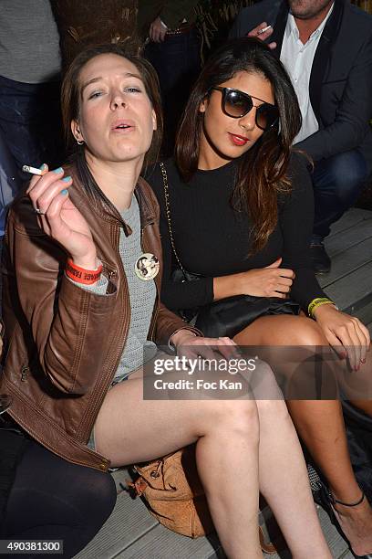 Manon Chance and Donia Eden attend the 'Fromage Fashion Week Menu Day' at Sofitel Stay Hotel on September 27, 2015 in Paris, France.