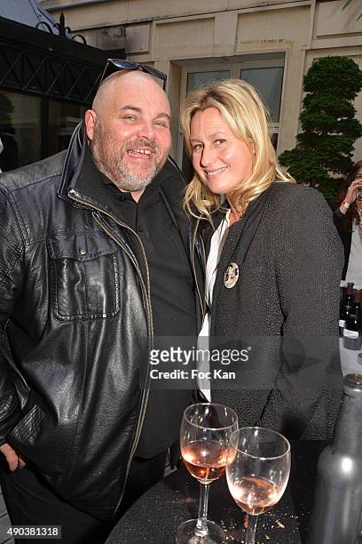 Olivier Malnuit from Grand Seigneur and Technikart magazines and Luana Belmondo attend the 'Fromage Fashion Week Menu Day' at Sofitel Stay Hotel on...