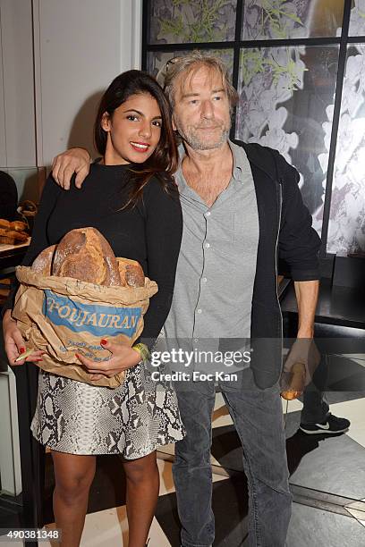Donia Eden and Baker Chef Jean luc Poujauran es attend the 'Fromage Fashion Week Menu Day' at Sofitel Stay Hotel on September 27, 2015 in Paris,...