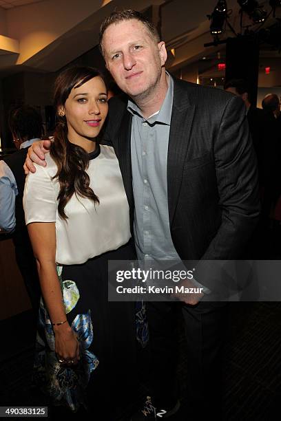 Rashida Jones and Michael Rapaport attend the TBS / TNT Upfront 2014 at The Theater at Madison Square Garden on May 14, 2014 in New York City....