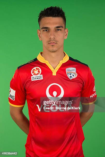 Eli Babalj poses during the Adelaide United A-League headshots session on September 28, 2015 in Adelaide, Australia.