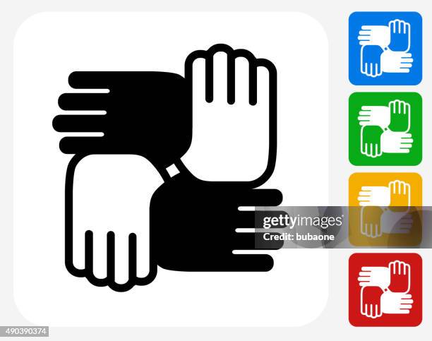 hände united symbol flache grafik design - human rights stock-grafiken, -clipart, -cartoons und -symbole
