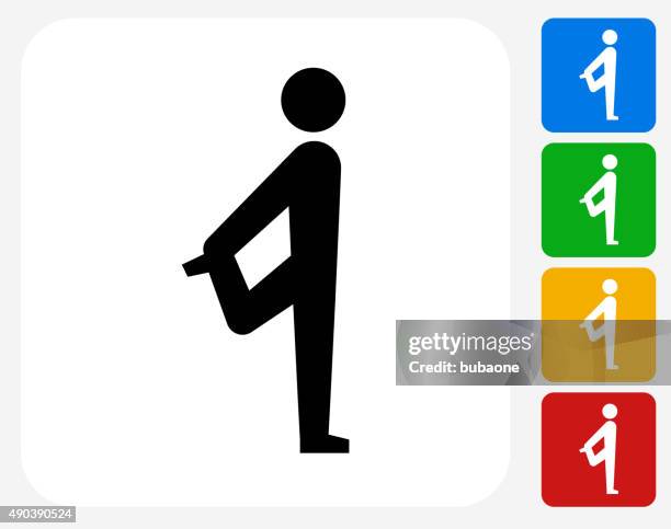 stretch icon flat graphic design - warm up exercise stock illustrations