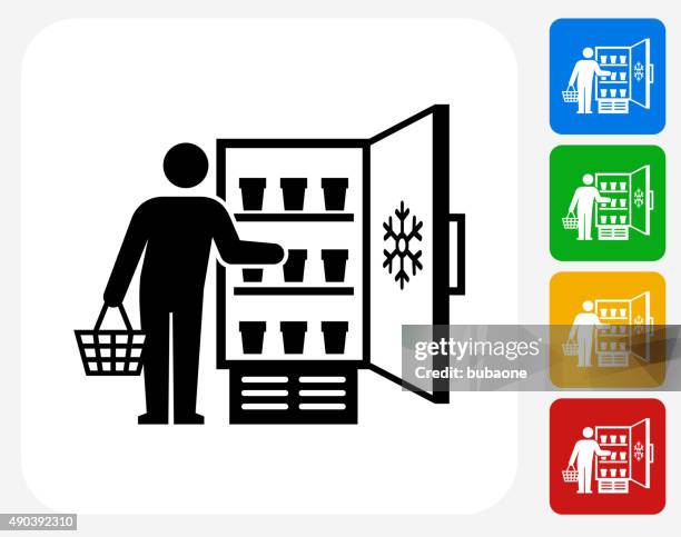 customer shopping icon flat graphic design - refrigerator stock illustrations